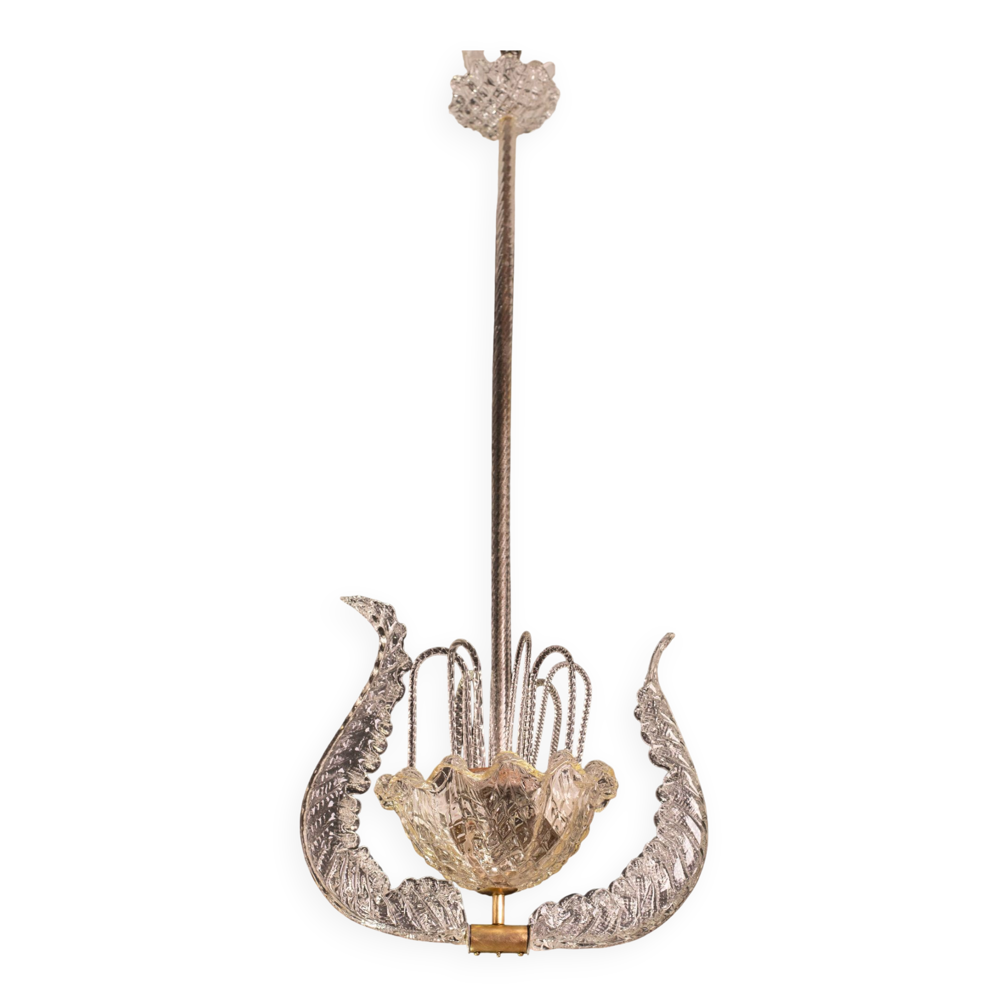 Art Decò Vintage Chandelier By Barovier e Toso, Murano Glass, 1940