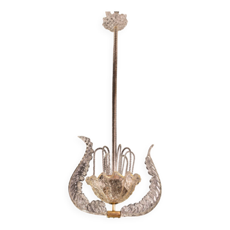 Art Decò Vintage Chandelier By Barovier e Toso, Murano Glass, 1940