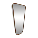 Vintage 1960s asymmetrical free-form rearview mirror, gold and red - 71 x 3