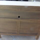 Low cabinet with two doors, a large drawer and its top which lifts up in solid wood