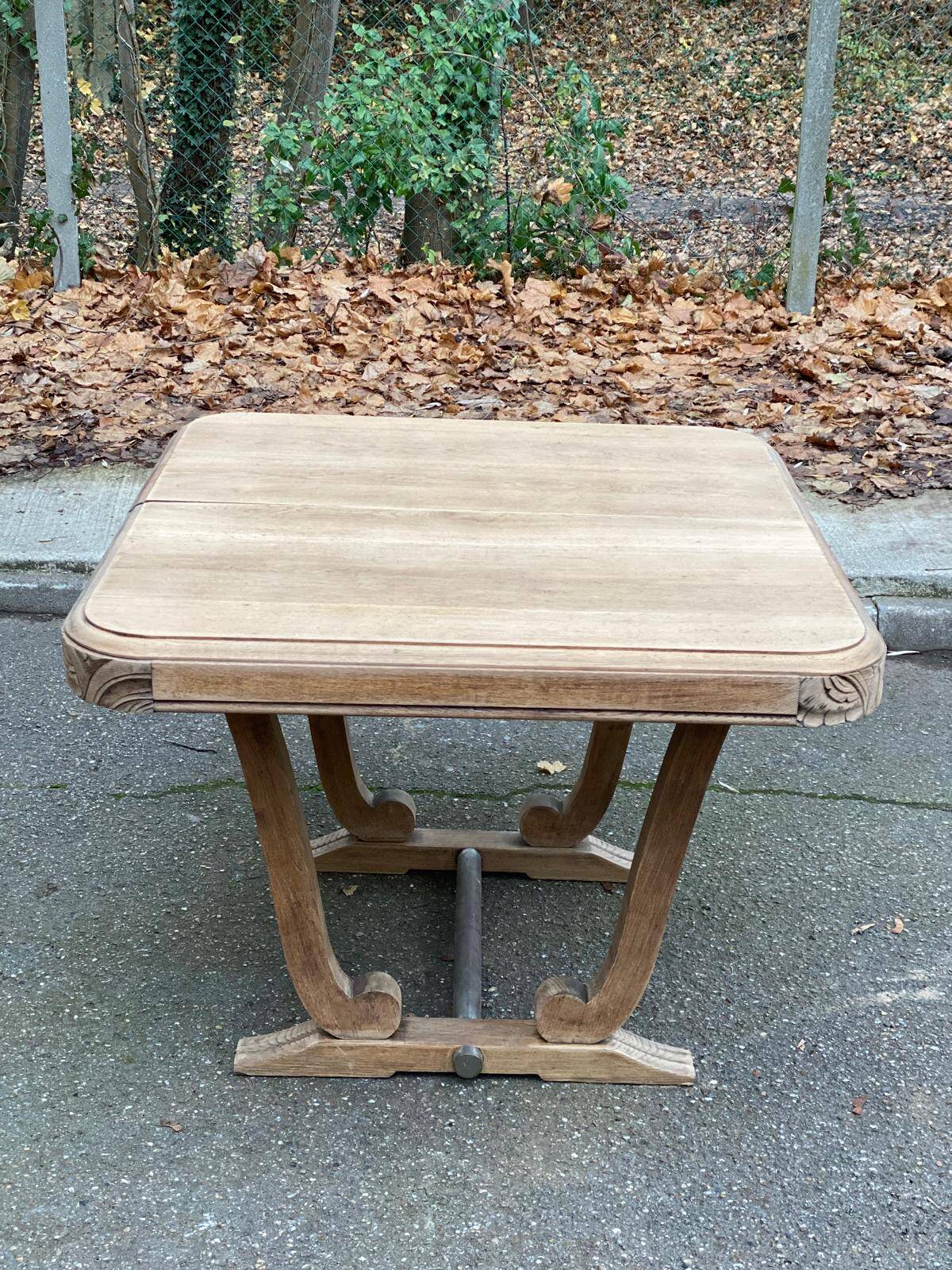Restored Art Deco dining table in solid oak, 1940