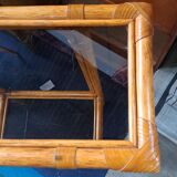 Rattan console and smoked glass Roche Bobois, from the 70s