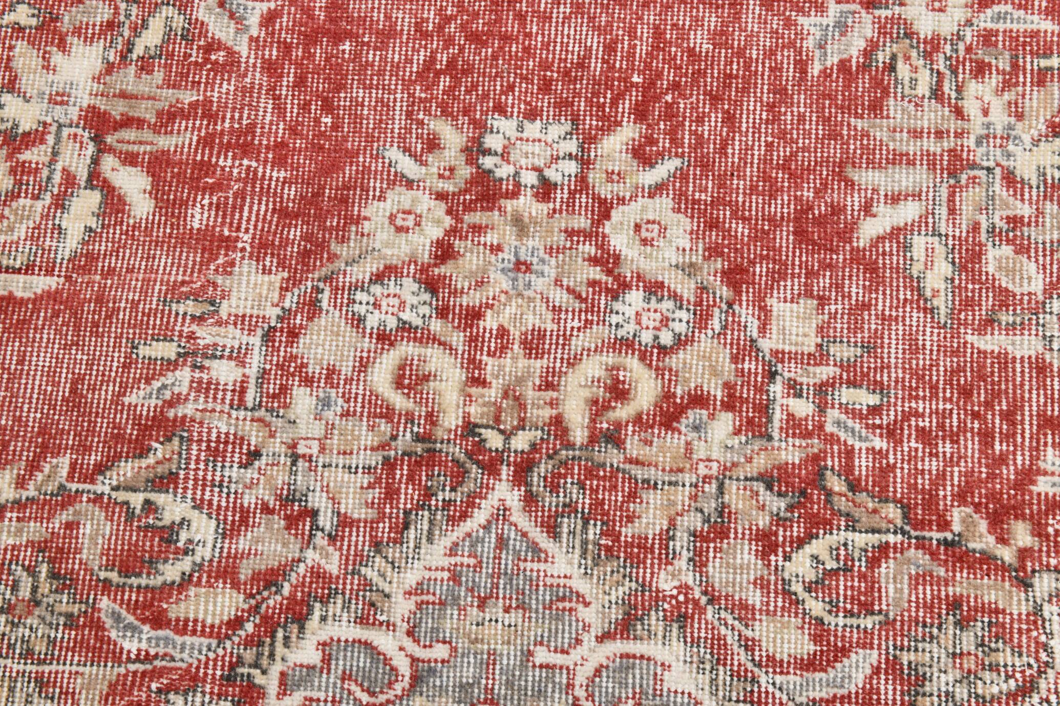 7x10 Faded Red Area Vintage Persian Rug, 199x311 Cm