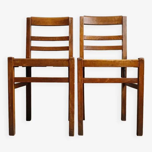 2 chaises bistrot reconstruction dans le goût de René Gabriel 1945