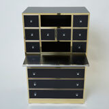 Secretary brass chrome lacquer Michel Pigneres 1970