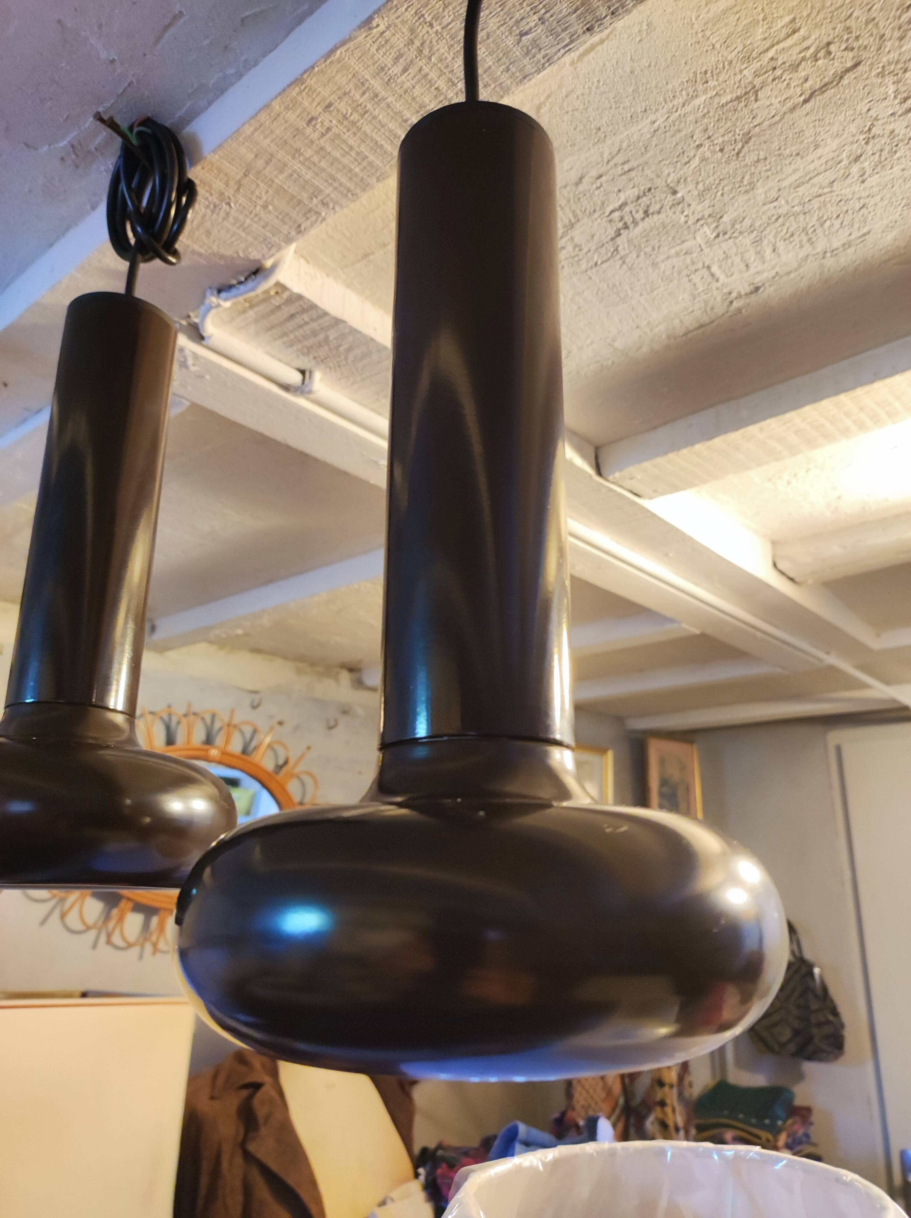 Lita pendant light, chocolate color, 1970