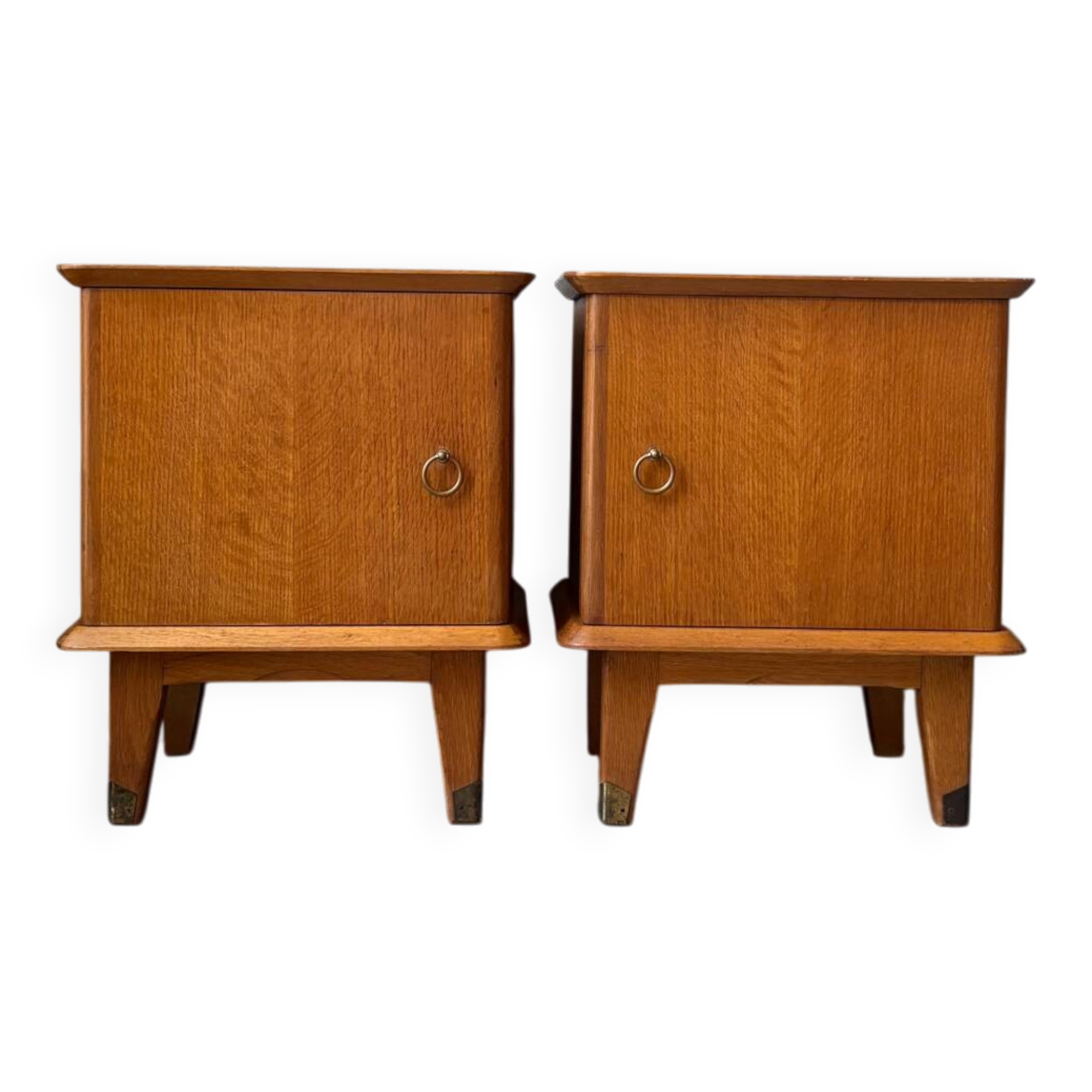 Pair of vintage light wood bedside tables