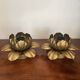 Pair of vintage gold metal flower wall lights
