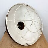 Large Brown Industrial Lamp with Iron Grid, 1960s