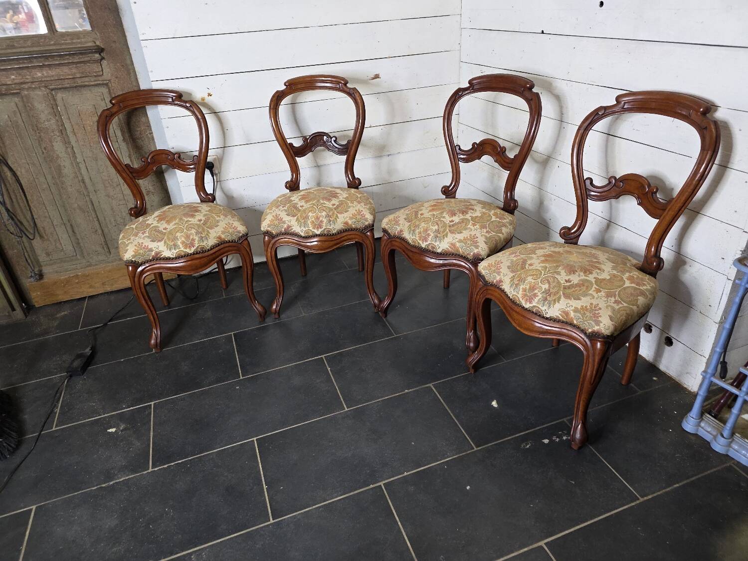 4 Louis Philippe style chairs from the 19th century in cherry wood.