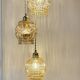 Suspension triple globes vintage en verre ambré bulle
