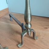 Brass or bronze andirons