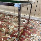 Table basse en métal chromé et verre 1970