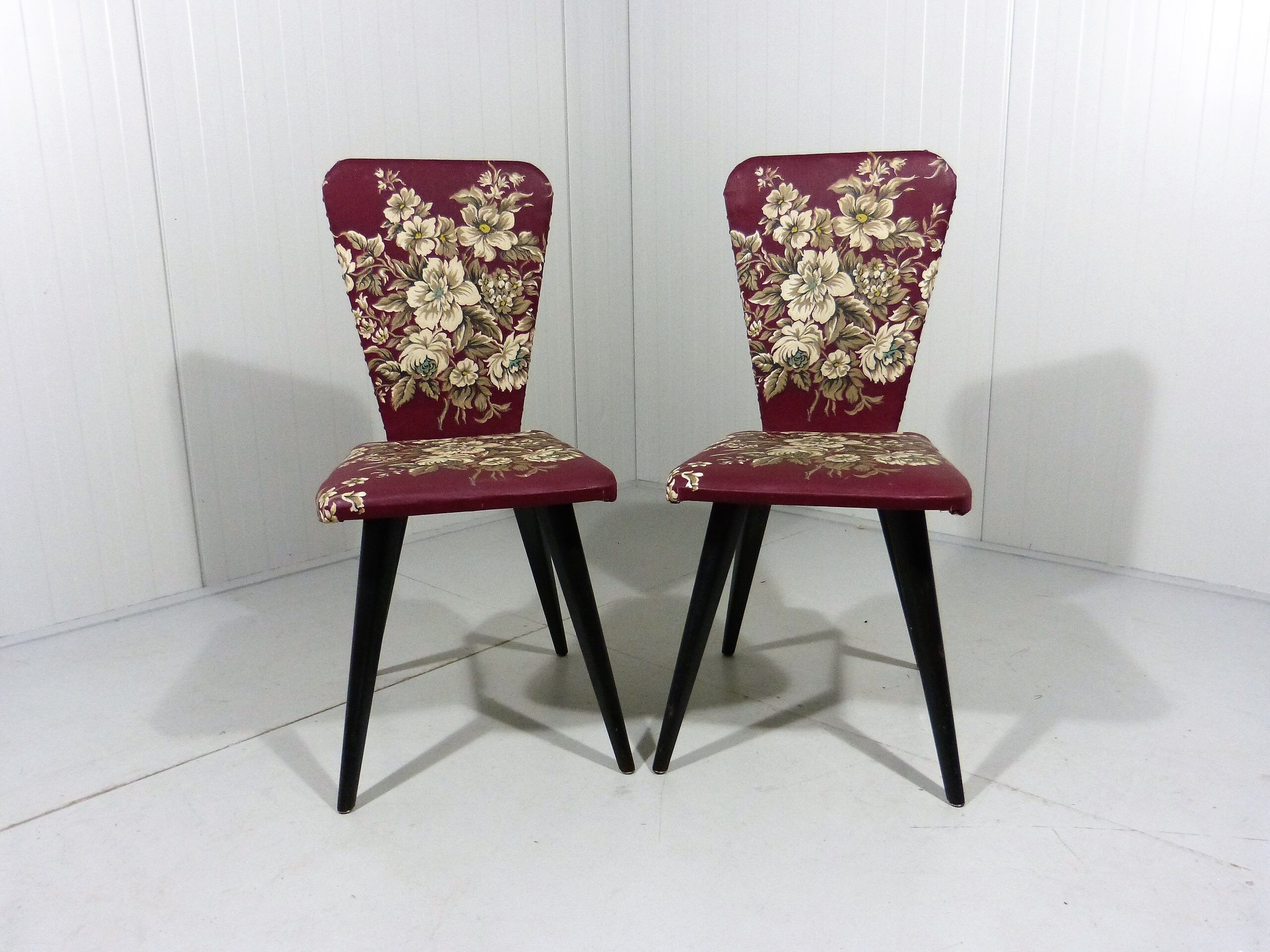 Set of 2 flower side chairs 1950’s