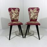 Set de 2 chaises d’appoint fleuries des années 1950