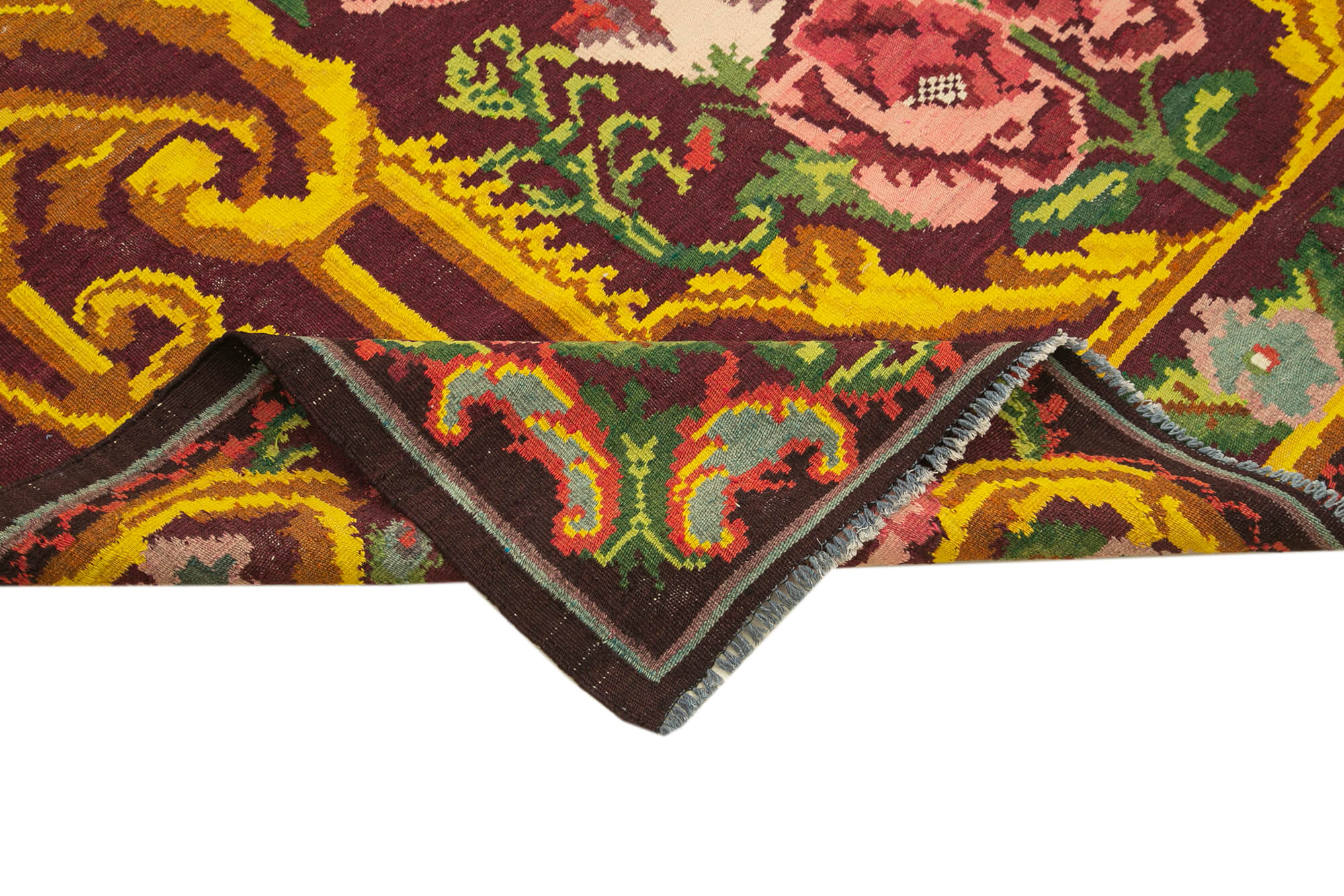 Handwoven Vintage Flatweave Black Kilim 202 cm x 320 cm - 23442