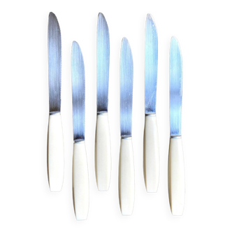 6 au diamant knives in stainless steel and beige resin