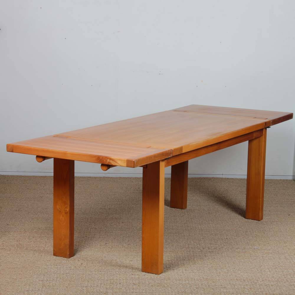 Solid elm dining table for Maison Regain, 1980