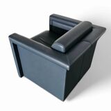 Pair / Trix and Robert Haussmann / Dark grey leather chairs by Knoll