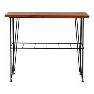 Table de chevet, d'appoint scandinave vintage en bois et métal