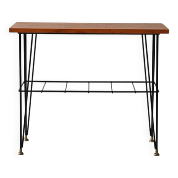 Table de chevet, d'appoint scandinave vintage en bois et métal