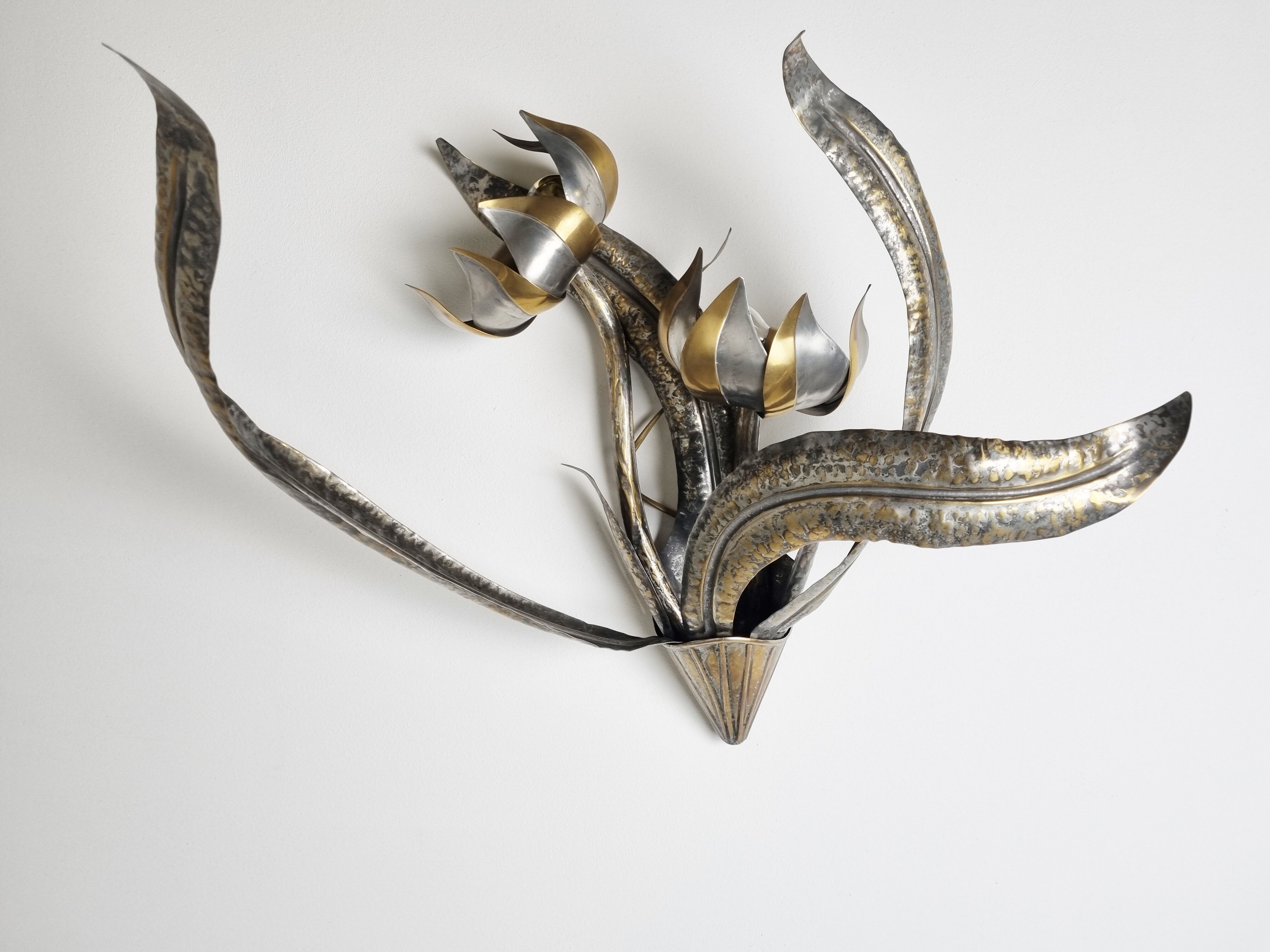 Flower wall lamp by Isabelle & Richard Faure, 1970s