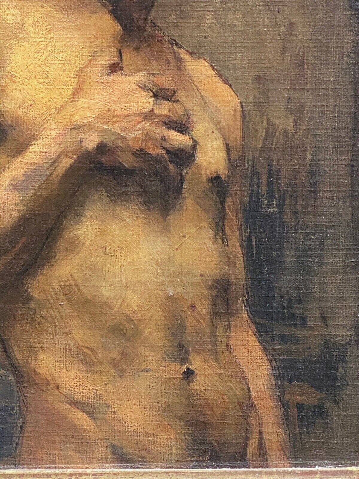 Oil on panel by Alain Beaufreton academic nude male