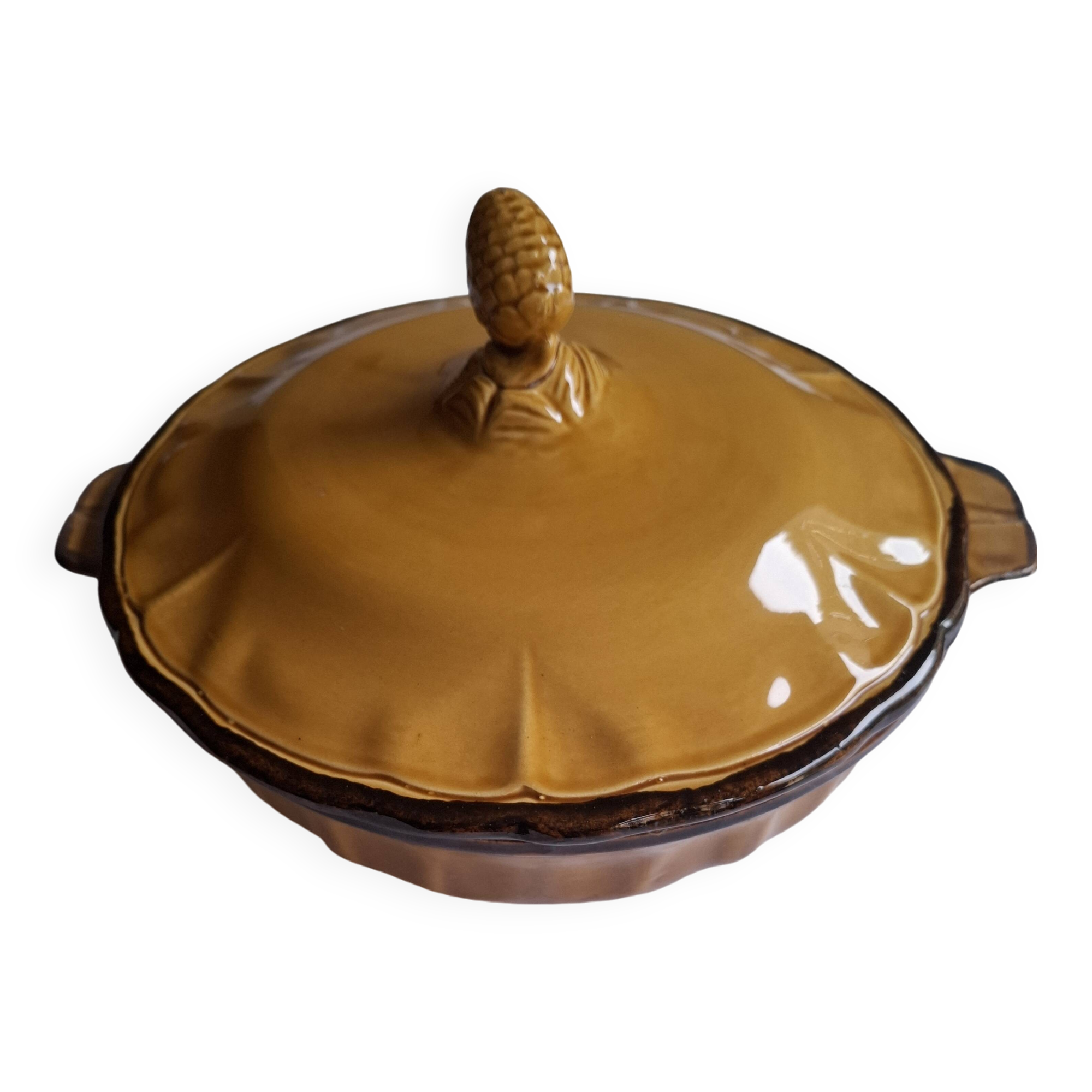 Ochre earthenware soup tureen/vegetable dish from Haute Provence