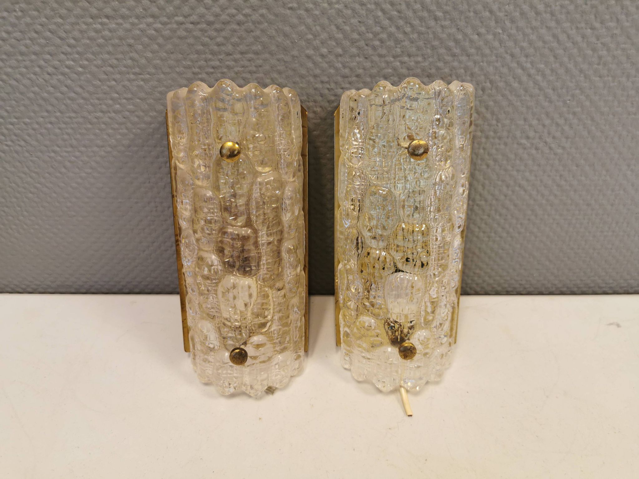 Two stunning wall lamps designed by Carl Fagerlund and produced by Orrefors Sweden for Lyfa Denmark.