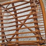 Vintage 1970s rattan bench