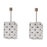 Pair of glass lanterns, Kamenicky Senov, 1970s