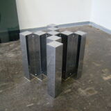 Table basse en verre fumé et chrome 1970