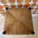 High stool made of wood and straw