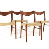 Set of 4 Arne Wahl Iversen for Glyngore papercord chairs 'Naerem'