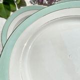 6 assiettes plates badonviller en faïence blanche verte dorée