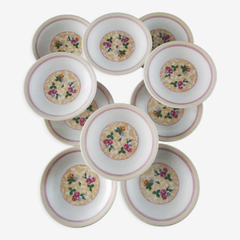 Lot de 10 assiettes blanches/beiges UML Limoges