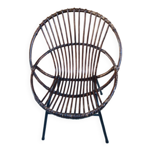 fauteuil coquille rotin