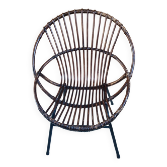Shell chair, roasted and metal