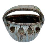 Glazed stoneware flower basket, signed Cécile Dein
