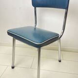 Chaise Gispen pour enfants en vinyle chrome et bleu