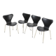 4x Arne Jacobsen black leather chairs Fritz Hansen