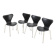 4x Arne Jacobsen black leather chairs Fritz Hansen
