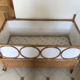 Vintage rattan baby bed