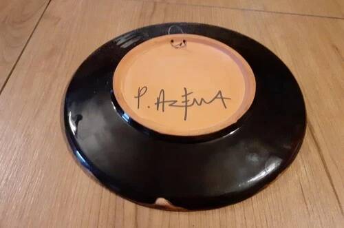 Paul azema (1929-2017) vallauris / assiette 24,8 cm à suspendre