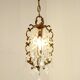 French antique small brass crystal & glass single light cage chandelier 3277