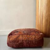 Vintage Berber pouf in handwoven wool