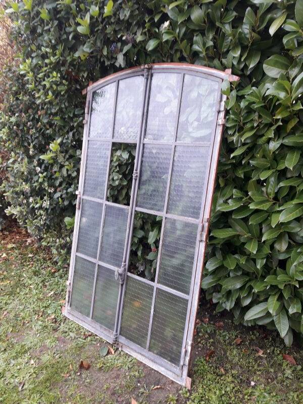 Window L107xH174 industrial curved metal glass roof frame reinforced glass