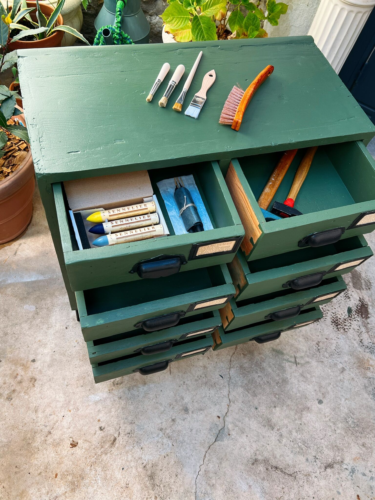 Industrial cabinet with drawers