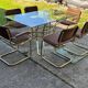 Italian brass dining set with table and chairs, 1970s, set of 7