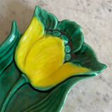 Spoon rest or pocket tray with tulip decor signed Vallauris
